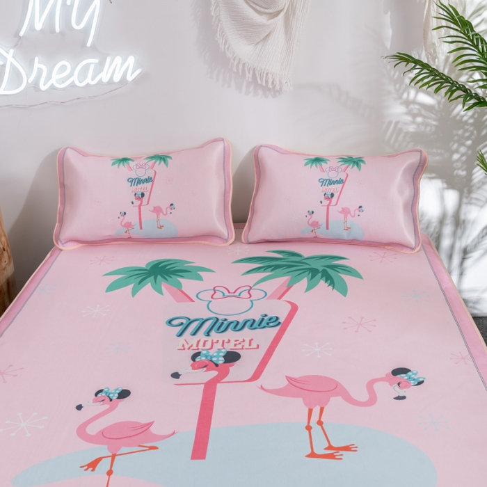 91家纺网 家纺一手货源 找家纺 （总）正版授权迪士尼数码印花冰丝席三件套学生单人大板卡通凉席