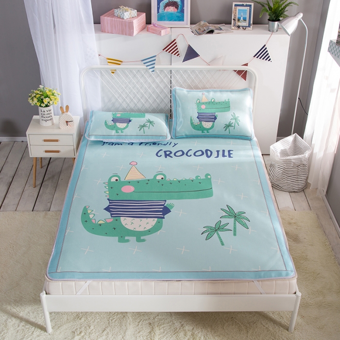 91家纺网 家纺一手货源 找家纺 2024年数码印花卡通冰丝席三件套单双人多规格空调软席夏凉席