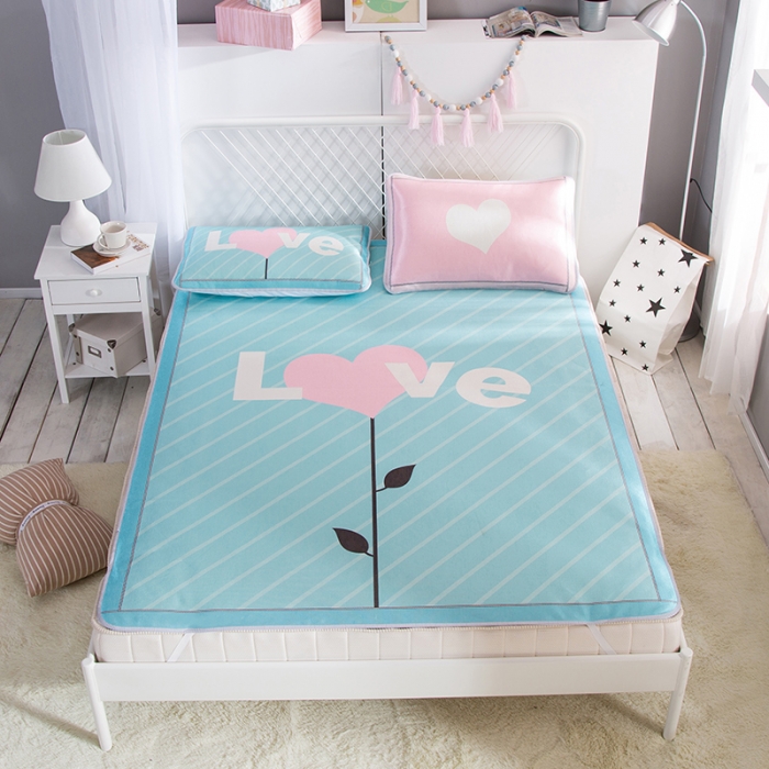 91家纺网 家纺一手货源 找家纺 2024年数码印花卡通冰丝席三件套单双人多规格空调软席夏凉席