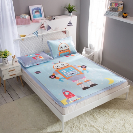 2024年数码印花卡通冰丝席三件套单双人多规格空调软席夏凉席