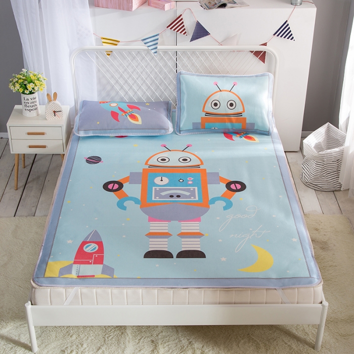 91家纺网 家纺一手货源 找家纺 2024年数码印花卡通冰丝席三件套单双人多规格空调软席夏凉席