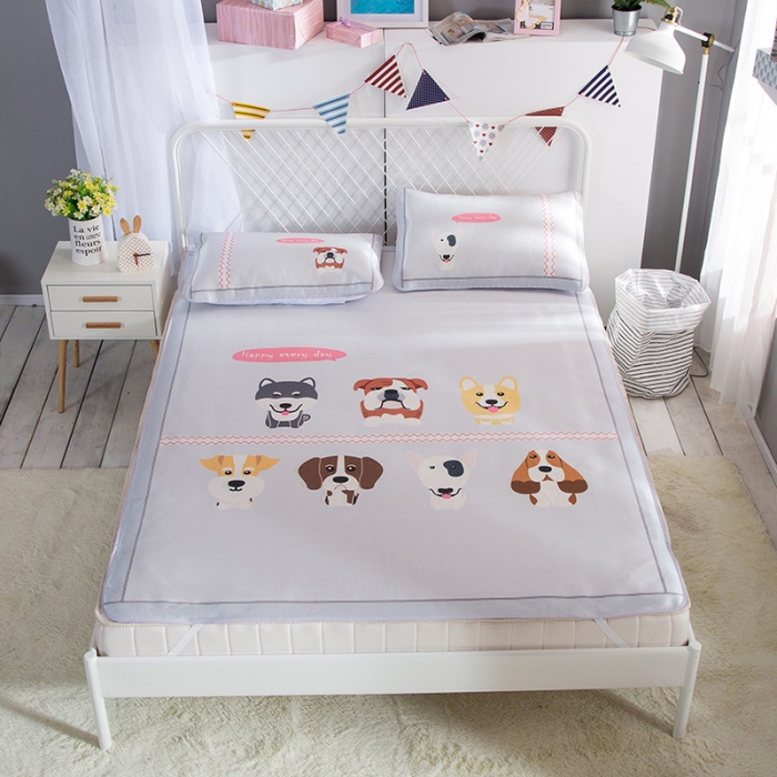 91家纺网 家纺一手货源 找家纺 2024年数码印花卡通冰丝席三件套单双人多规格空调软席夏凉席