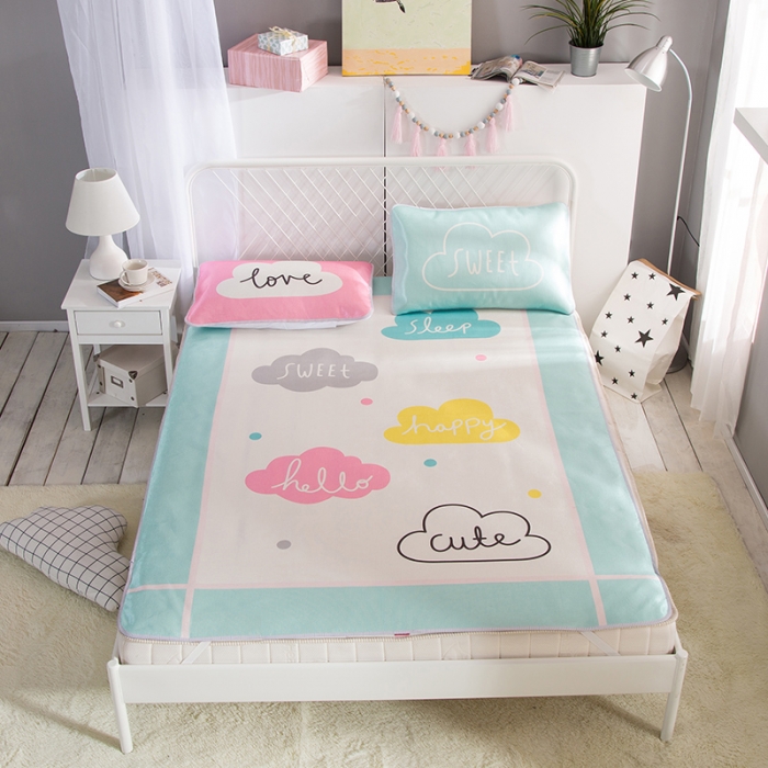 91家纺网 家纺一手货源 找家纺 2024年数码印花卡通冰丝席三件套单双人多规格空调软席夏凉席