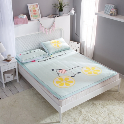 2024年数码印花卡通冰丝席三件套单双人多规格空调软席夏凉席