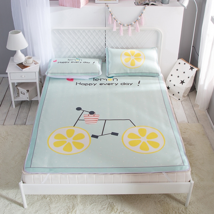 91家纺网 家纺一手货源 找家纺 2024年数码印花卡通冰丝席三件套单双人多规格空调软席夏凉席