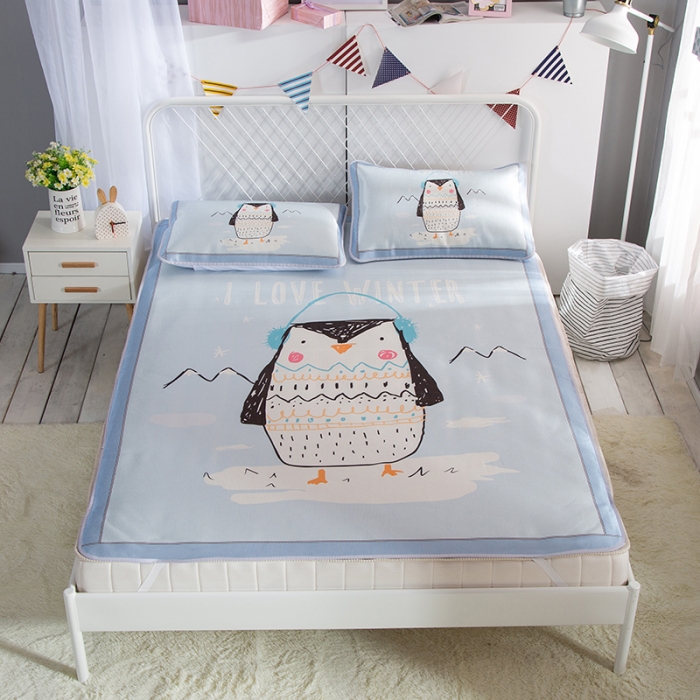 91家纺网 家纺一手货源 找家纺 2024年数码印花卡通冰丝席三件套单双人多规格空调软席夏凉席