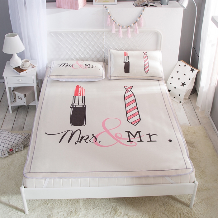 91家纺网 家纺一手货源 找家纺 2024年数码印花卡通冰丝席三件套单双人多规格空调软席夏凉席