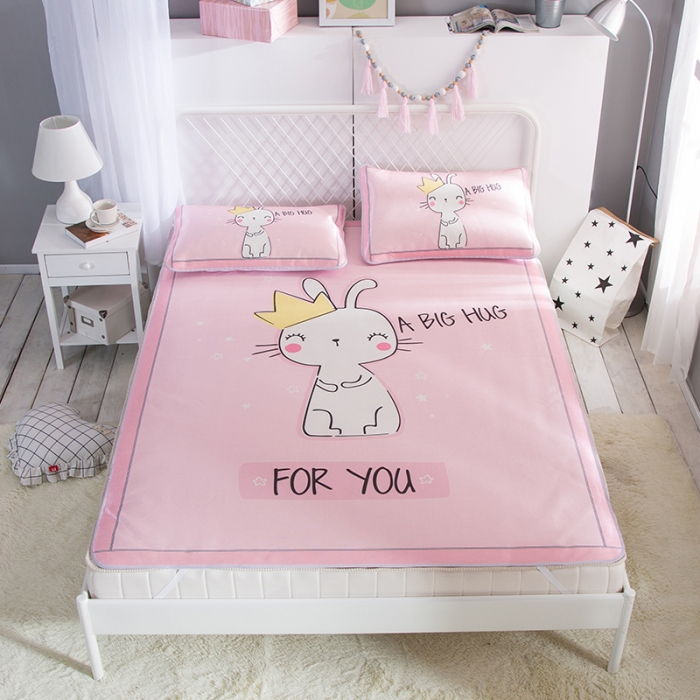 91家纺网 家纺一手货源 找家纺 2024年数码印花卡通冰丝席三件套单双人多规格空调软席夏凉席