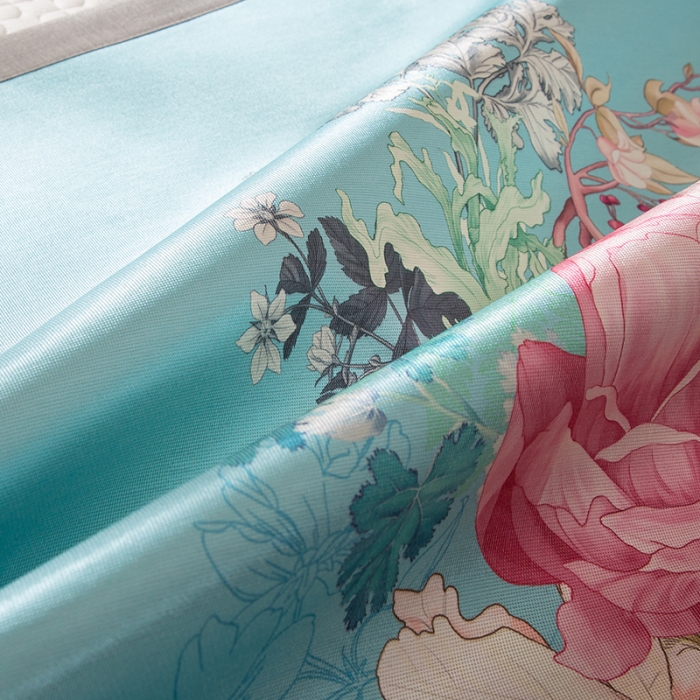 91家纺网 家纺一手货源 找家纺 2024年数码印花欧式宽边冰丝席三件套空调软席双人花卉款凉席