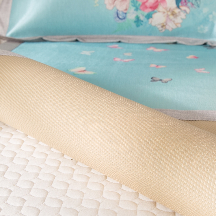 91家纺网 家纺一手货源 找家纺 2024年数码印花欧式宽边冰丝席三件套空调软席双人花卉款凉席