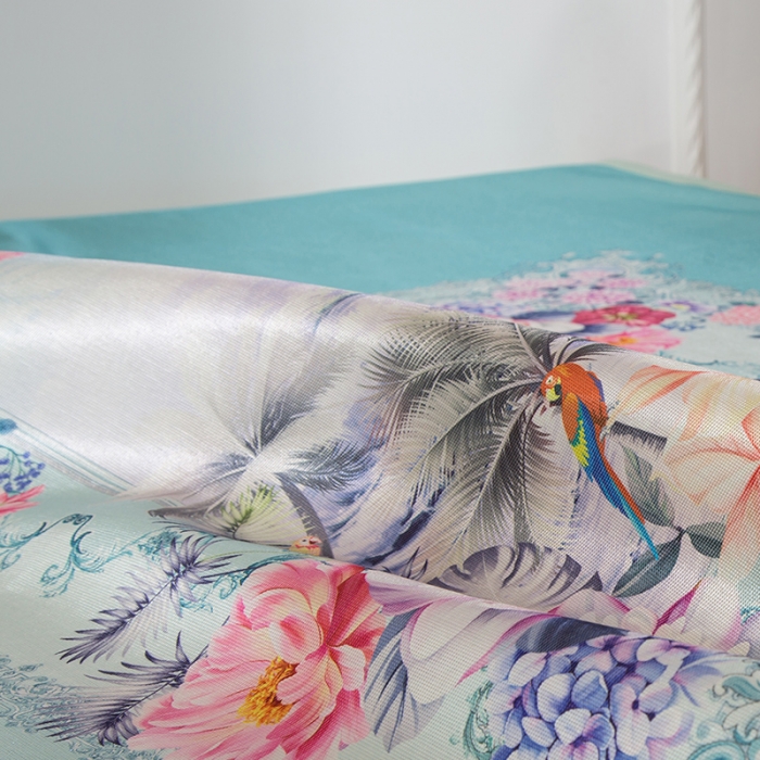 91家纺网 家纺一手货源 找家纺 2024年数码印花欧式宽边冰丝席三件套空调软席双人花卉款凉席