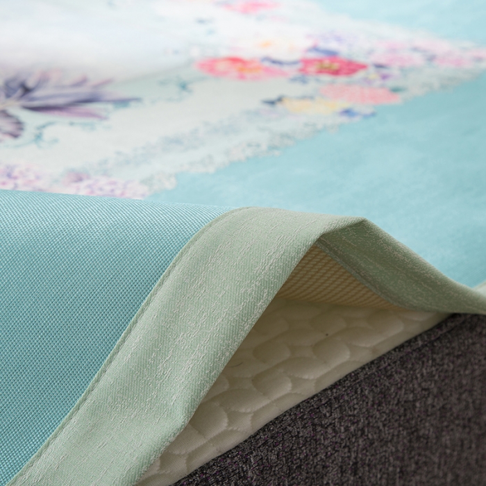 91家纺网 家纺一手货源 找家纺 2024年数码印花欧式宽边冰丝席三件套空调软席双人花卉款凉席