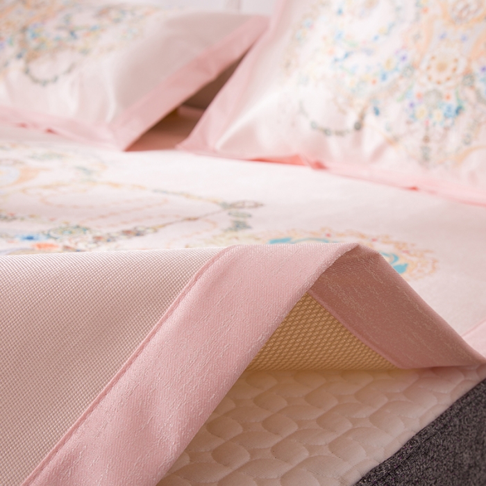 91家纺网 家纺一手货源 找家纺 2024年数码印花欧式宽边冰丝席三件套空调软席双人花卉款凉席