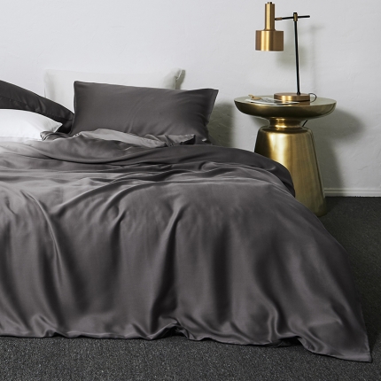 涞澳家纺 2018新款素色天丝四件套 玄灰
