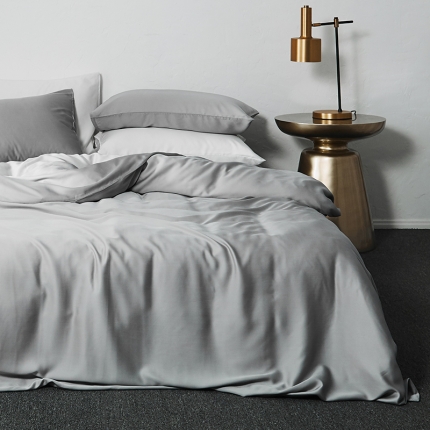 91家纺网 家纺一手货源 找家纺 涞澳家纺 2018新款素色天丝四件套 烟灰