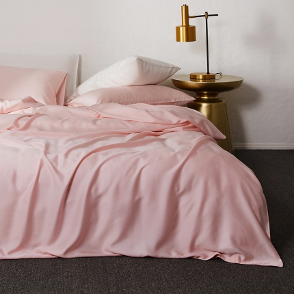 涞澳家纺 2018新款素色天丝四件套 绯红