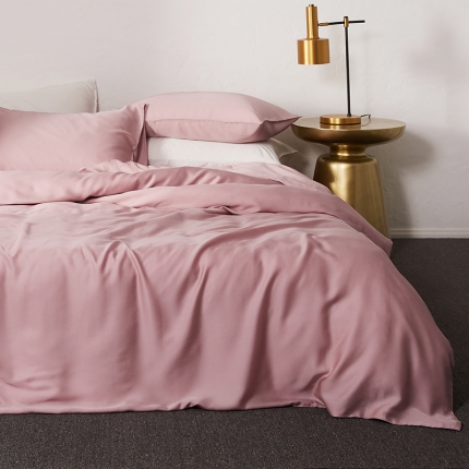 涞澳家纺 2018新款素色天丝四件套 梦幻粉