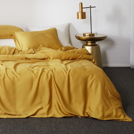 涞澳家纺 2018新款素色天丝四件套 秋黄