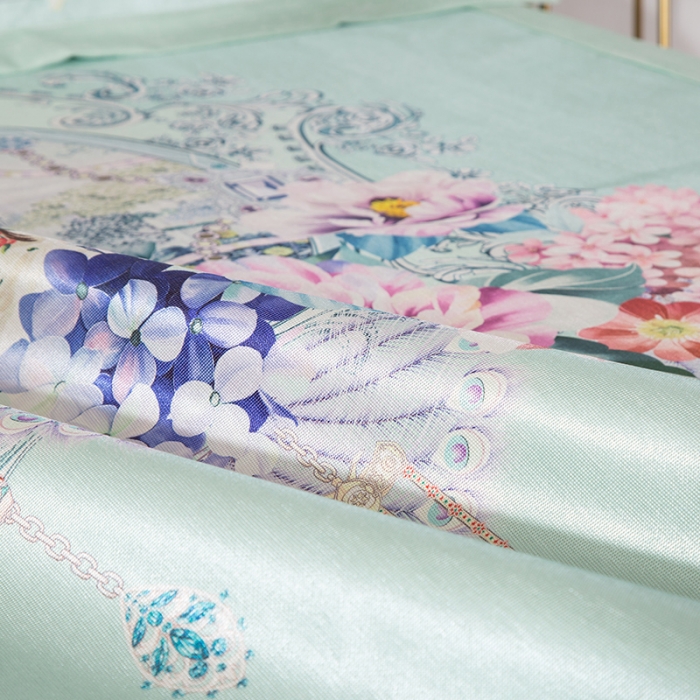 91家纺网 家纺一手货源 找家纺 2024年数码印花欧式宽边冰丝席三件套空调软席双人花卉款凉席