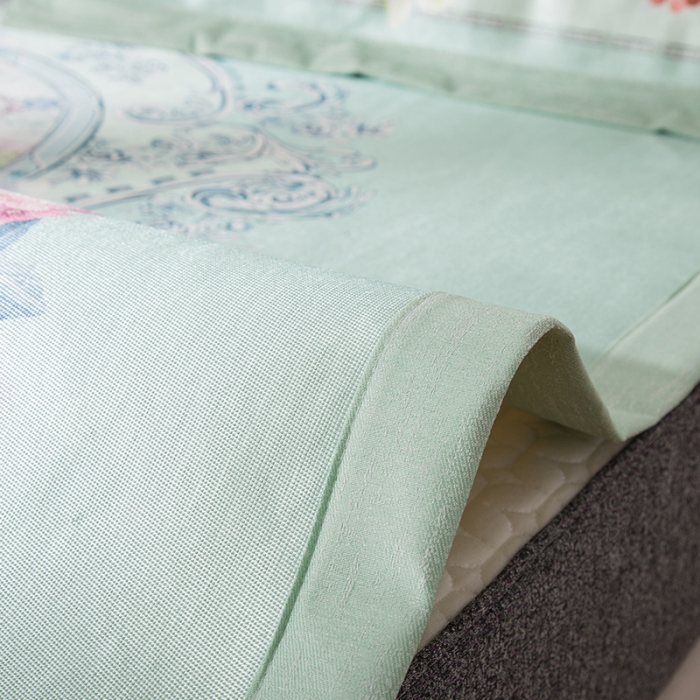 91家纺网 家纺一手货源 找家纺 2024年数码印花欧式宽边冰丝席三件套空调软席双人花卉款凉席