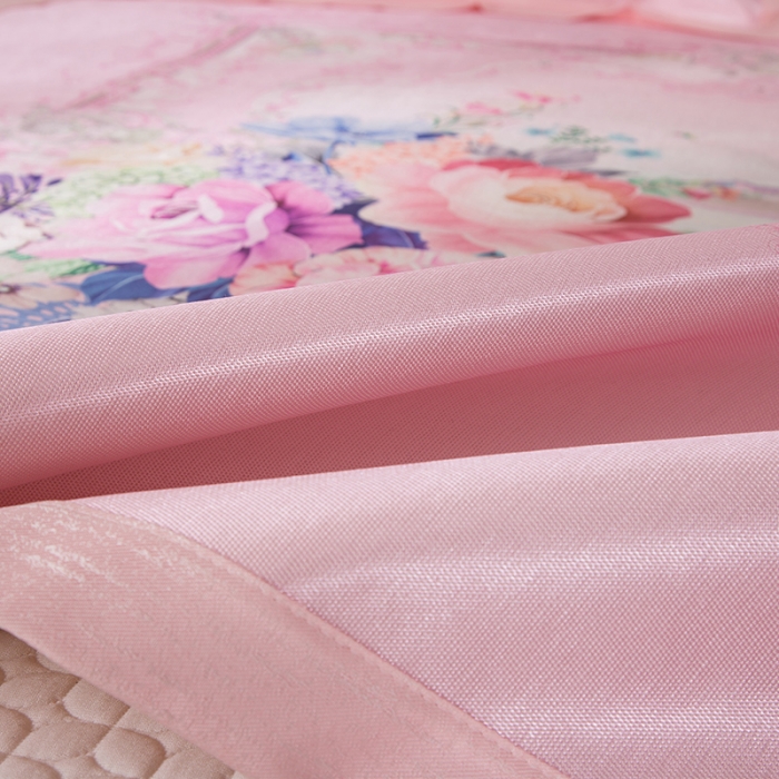 91家纺网 家纺一手货源 找家纺 2024年数码印花欧式宽边冰丝席三件套空调软席双人花卉款凉席