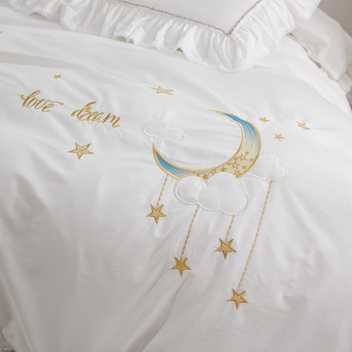 91家纺网 家纺一手货源 找家纺 （总）亲亲公主 新款全棉绣花款公主风床单四件套 星月Love