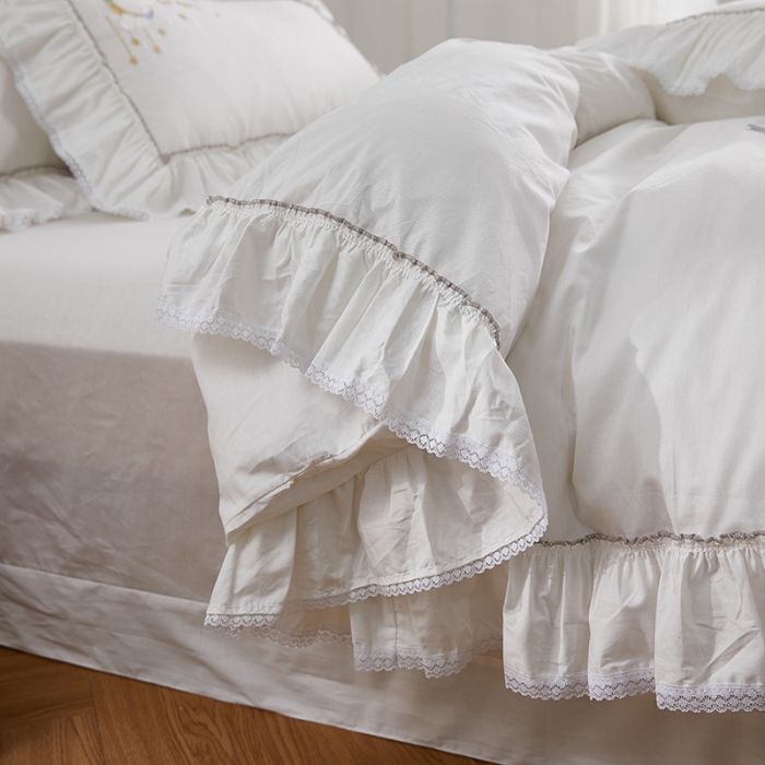 91家纺网 家纺一手货源 找家纺 （总）亲亲公主 新款全棉绣花款公主风床单四件套 星月Love