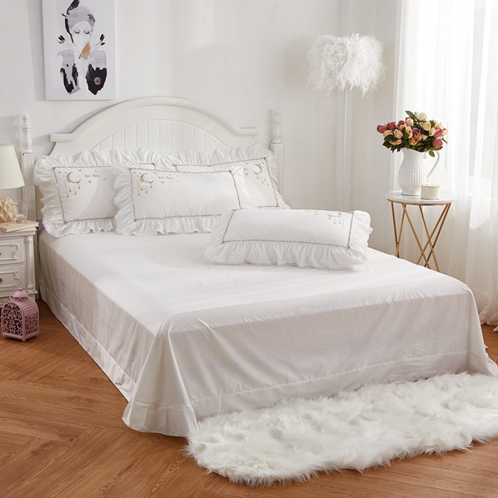 91家纺网 家纺一手货源 找家纺 （总）亲亲公主 新款全棉绣花款公主风床单四件套 星月Love