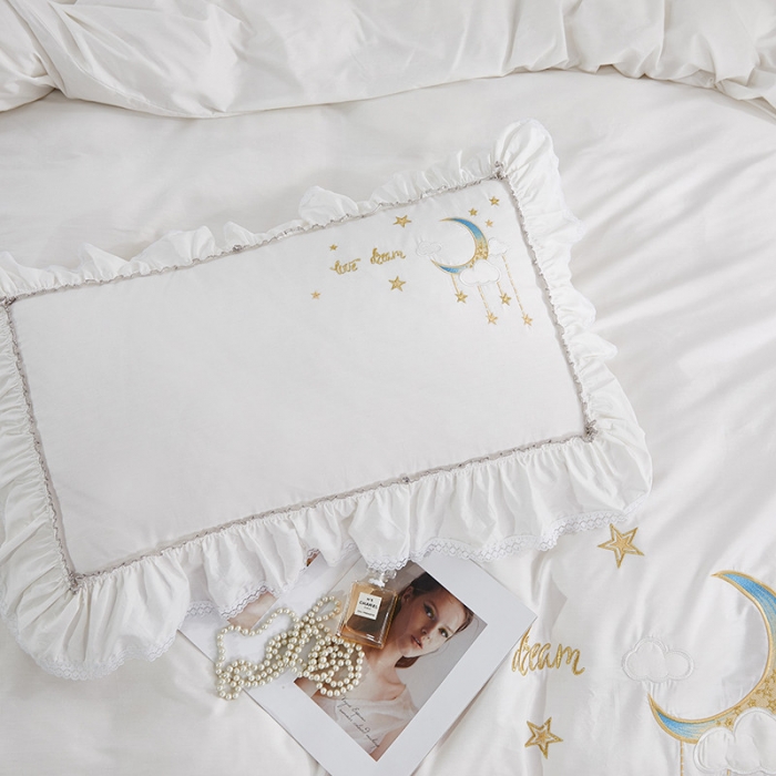 91家纺网 家纺一手货源 找家纺 （总）亲亲公主 新款全棉绣花款公主风床单四件套 星月Love