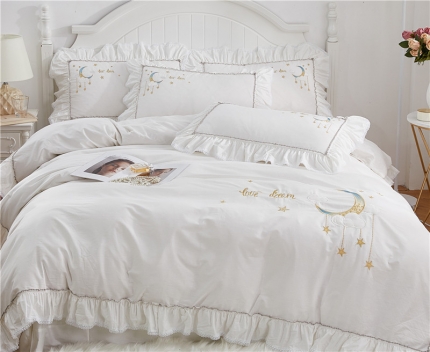 91家纺网 家纺一手货源 找家纺 （总）亲亲公主 新款全棉绣花款公主风床单四件套 星月Love