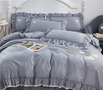 91家纺网 家纺一手货源 找家纺 （总）亲亲公主 新款全棉绣花款公主风床单四件套 星月Love