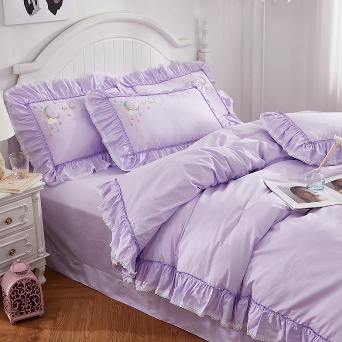 91家纺网 家纺一手货源 找家纺 （总）亲亲公主 新款全棉绣花款公主风床单四件套 星月Love