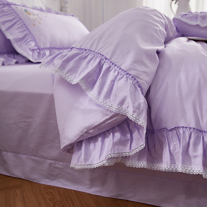 91家纺网 家纺一手货源 找家纺 （总）亲亲公主 新款全棉绣花款公主风床单四件套 星月Love