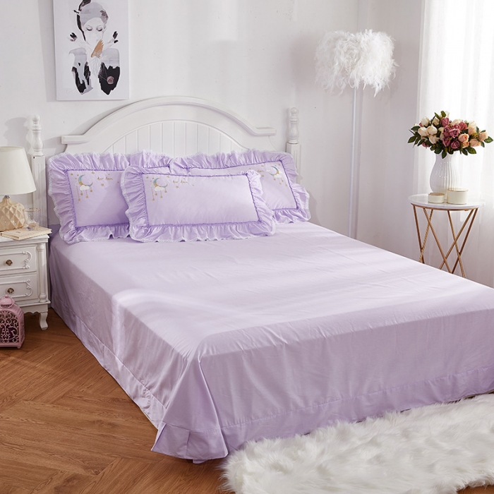 91家纺网 家纺一手货源 找家纺 （总）亲亲公主 新款全棉绣花款公主风床单四件套 星月Love