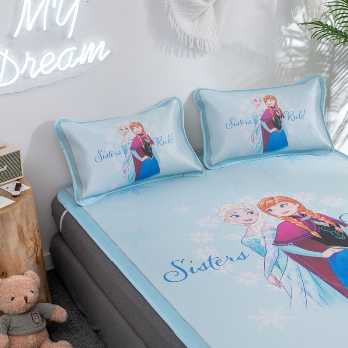 91家纺网 家纺一手货源 找家纺 迪士尼数码印花冰丝席三件套学生单人大板卡通凉席正版可授权电商