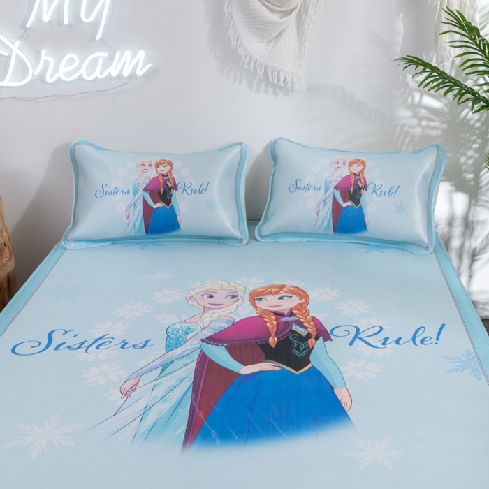 91家纺网 家纺一手货源 找家纺 迪士尼数码印花冰丝席三件套学生单人大板卡通凉席正版可授权电商