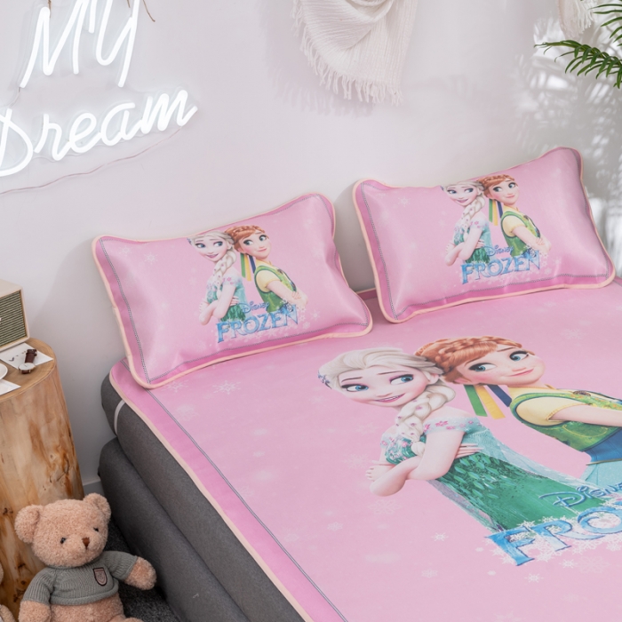 91家纺网 家纺一手货源 找家纺 迪士尼数码印花冰丝席三件套学生单人大板卡通凉席正版可授权电商