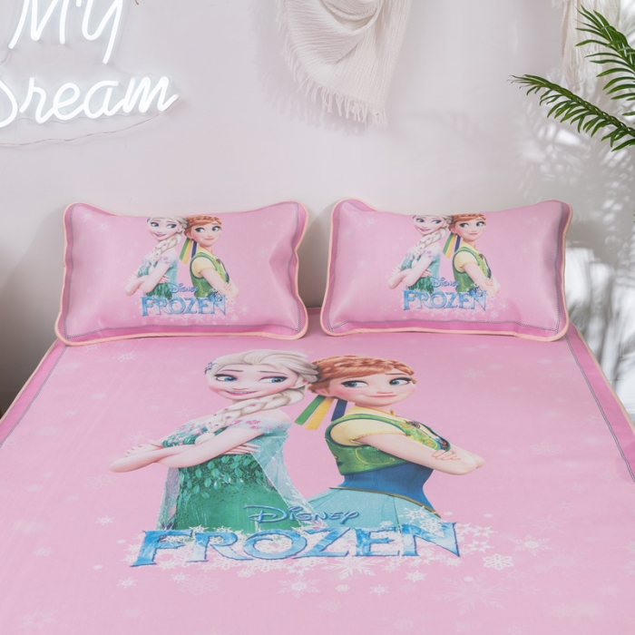 91家纺网 家纺一手货源 找家纺 迪士尼数码印花冰丝席三件套学生单人大板卡通凉席正版可授权电商