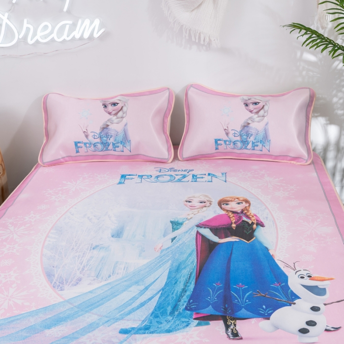 91家纺网 家纺一手货源 找家纺 迪士尼数码印花冰丝席三件套学生单人大板卡通凉席正版可授权电商