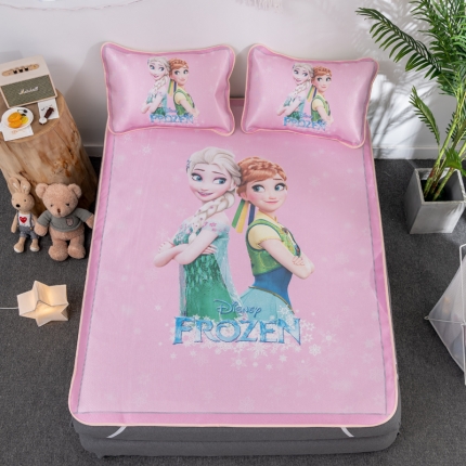 91家纺网 家纺一手货源 找家纺 迪士尼数码印花冰丝席三件套学生单人大板卡通凉席正版可授权电商