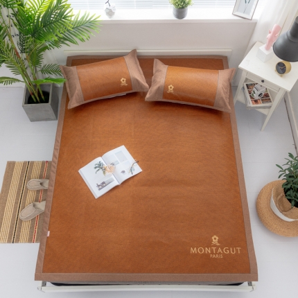 91家纺网 家纺一手货源 找家纺 2024年梦特娇工艺款绣花藤席空调席加厚草席折叠席子双人凉席