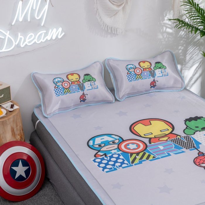 91家纺网 家纺一手货源 找家纺 迪士尼数码印花冰丝席三件套学生单人大板卡通凉席正版可授权电商