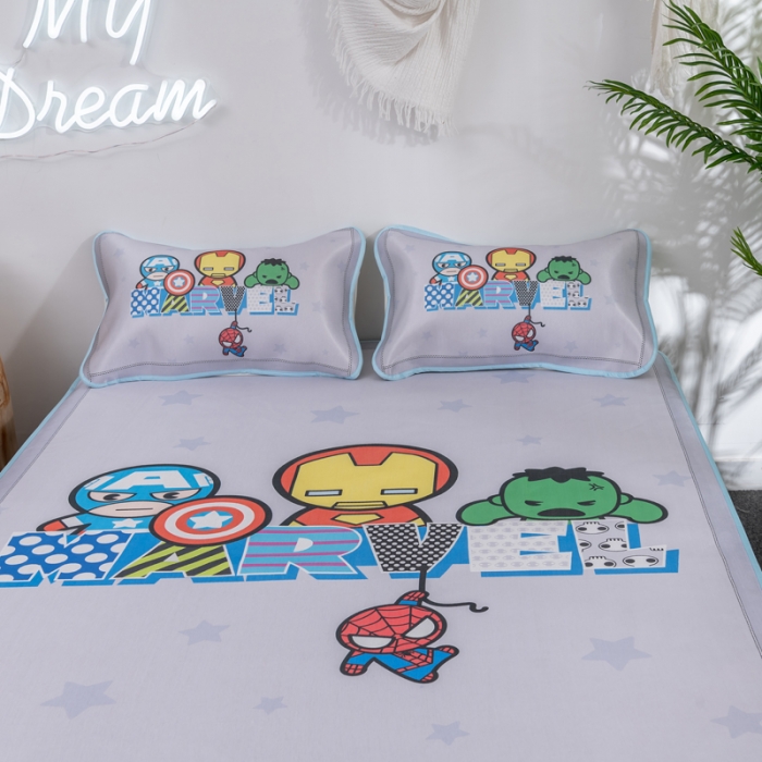 91家纺网 家纺一手货源 找家纺 迪士尼数码印花冰丝席三件套学生单人大板卡通凉席正版可授权电商