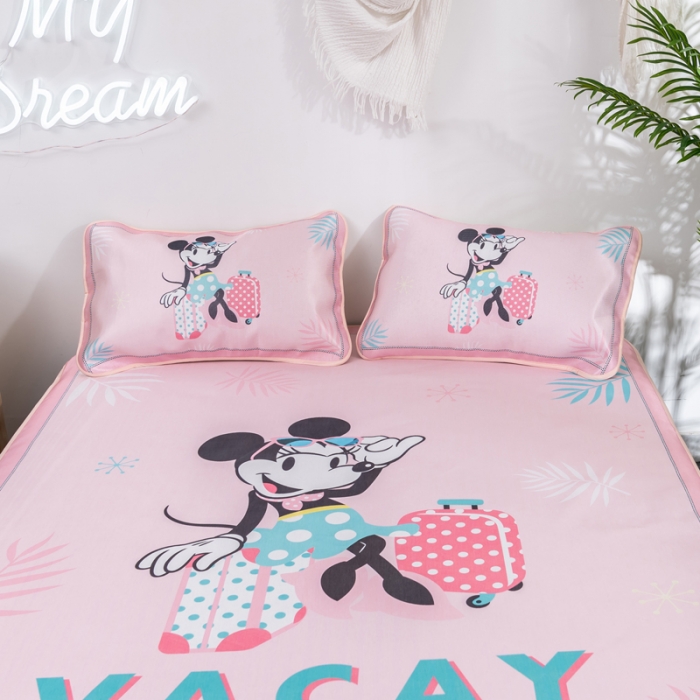 91家纺网 家纺一手货源 找家纺 迪士尼数码印花冰丝席三件套学生单人大板卡通凉席正版可授权电商