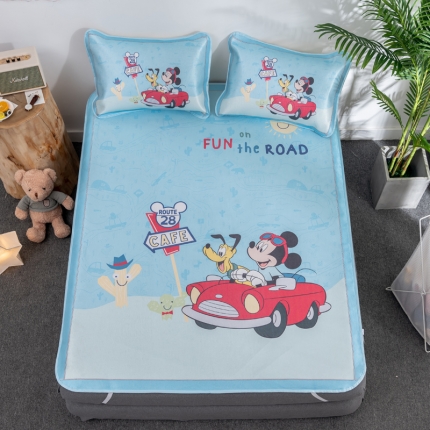 91家纺网 家纺一手货源 找家纺 迪士尼数码印花冰丝席三件套学生单人大板卡通凉席正版可授权电商