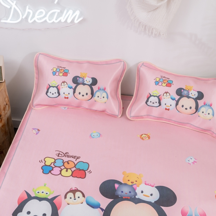 91家纺网 家纺一手货源 找家纺 迪士尼数码印花冰丝席三件套学生单人大板卡通凉席正版可授权电商