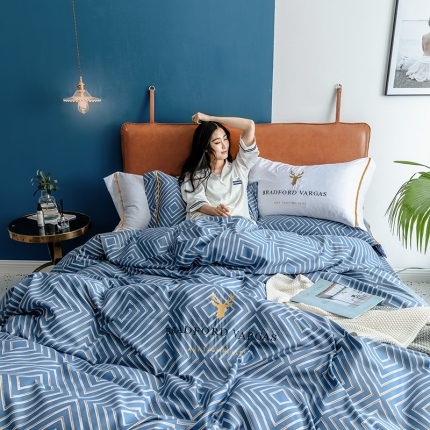 91家纺网 家纺一手货源 找家纺 2019春夏新品天丝绸四件套床上用品臻丝绸冰丝套件