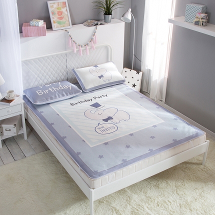 91家纺网 家纺一手货源 找家纺 2024年数码印花卡通冰丝席三件套单双人多规格空调软席夏凉席