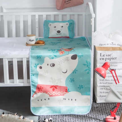 91家纺网 家纺一手货源 找家纺 2024年婴幼儿冰丝席三件套幼儿园专用宝宝凉席夏季透气午睡席