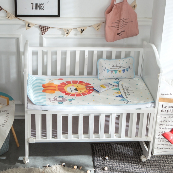 91家纺网 家纺一手货源 找家纺 2024年婴幼儿冰丝席三件套幼儿园专用宝宝凉席夏季透气午睡席